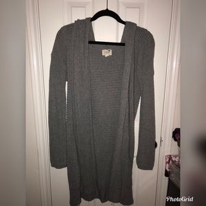 long gray cardigan